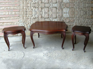 Carved Empire Style Square Coffee Table and Side Tables