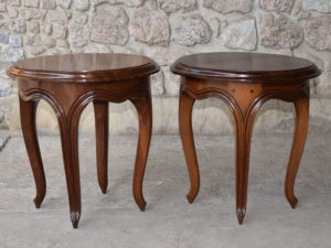 Carved Empire Style Round Side Tables