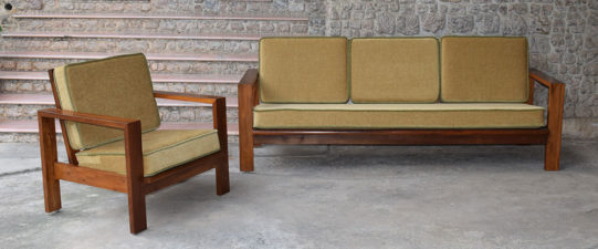 Straight Line Sofa in Yellow single seater and three seater