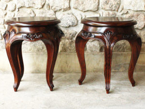 Carved Round Side Tables