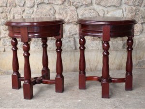 Turned Round Red Side Tables