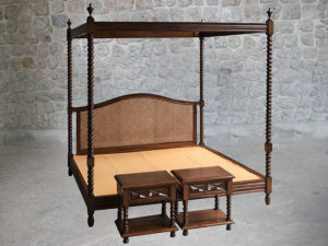 Louis XIV Four Poster Kingsize Bed with bedside tables