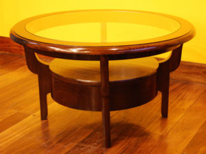 Round Glass Topped Coffee Table with Drawer