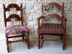 Yorkshire Turned and Carved Side Chair and Armchair