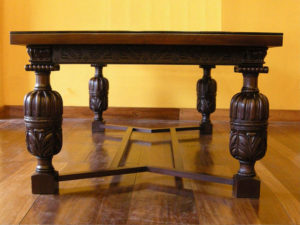 Carved Stuart Style Bulbous Legged  Eight Seater Dining Table