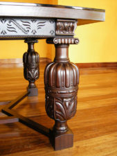 Carved Stuart Style Bulbous Legged Eight Seater Dining Table detail