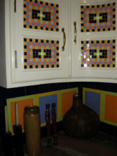 Ceramic Tile Inlaid Cupboard detail