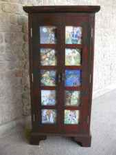 Distressed Green and Red Fairy Tale Cabinet