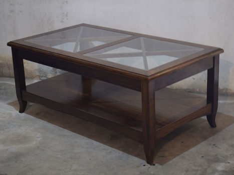Glass Topped Center Table with shelf