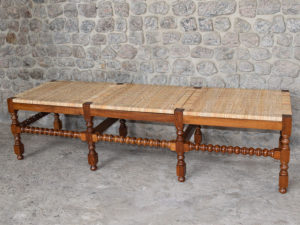 Turned Three Seater Cane Woven Bench