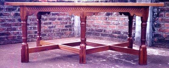 Carved Six Seater Refectory Table