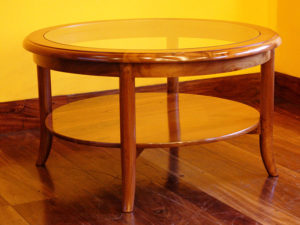 Round Glass Topped Coffee Table With Shelf