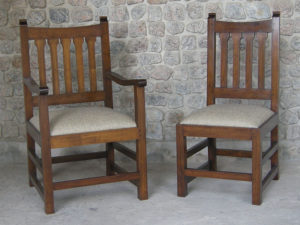 Arts and Crafts Armchair and Side Chair