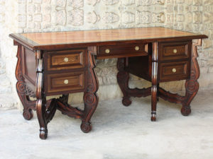 Carved Study Table with Inlay