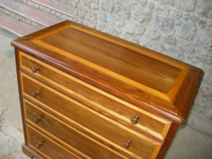Inlaid Four Drawer Chest detail