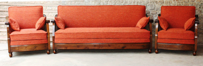 Wood and Cane Sofa single seaters and three seater