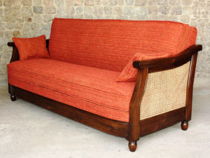 Wood and Cane Sofa three seater